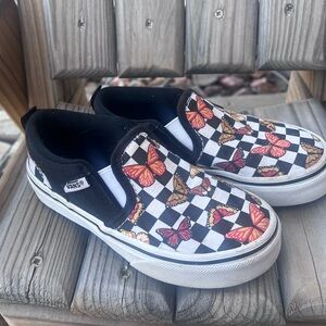 Vans Girls Butterfly Checkerboard Slip-On Shoes